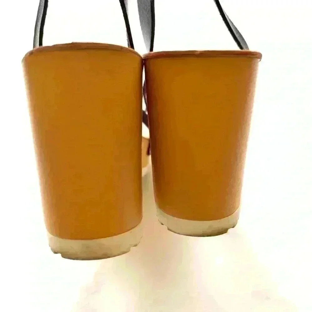 Madden Girl Black/Tan Retro “70’s”Studded‎ Platform Chunky Block Heels size 9